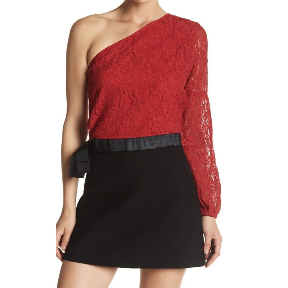 Walter Baker TILDA Red Lace Blouse One Shoulder Top Size XS Valentine NEW NWT